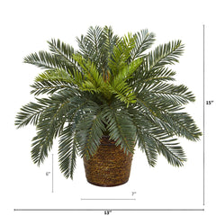 15” Cycas Artificial Plant in Basket - Ornate Home