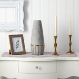 15” Regal Stone Decorative Vase with Gold Accents