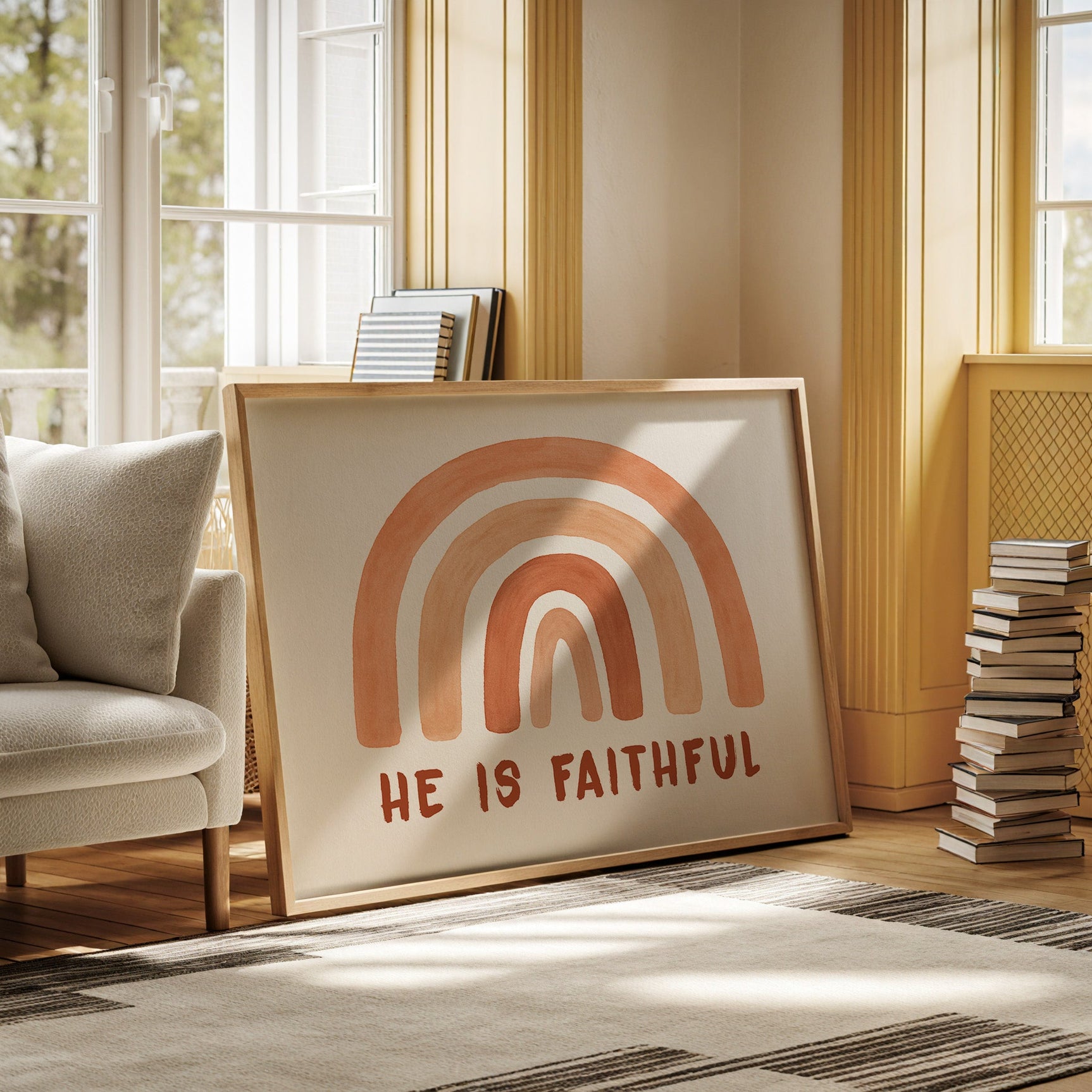 He Is Faithful Boho Rainbow