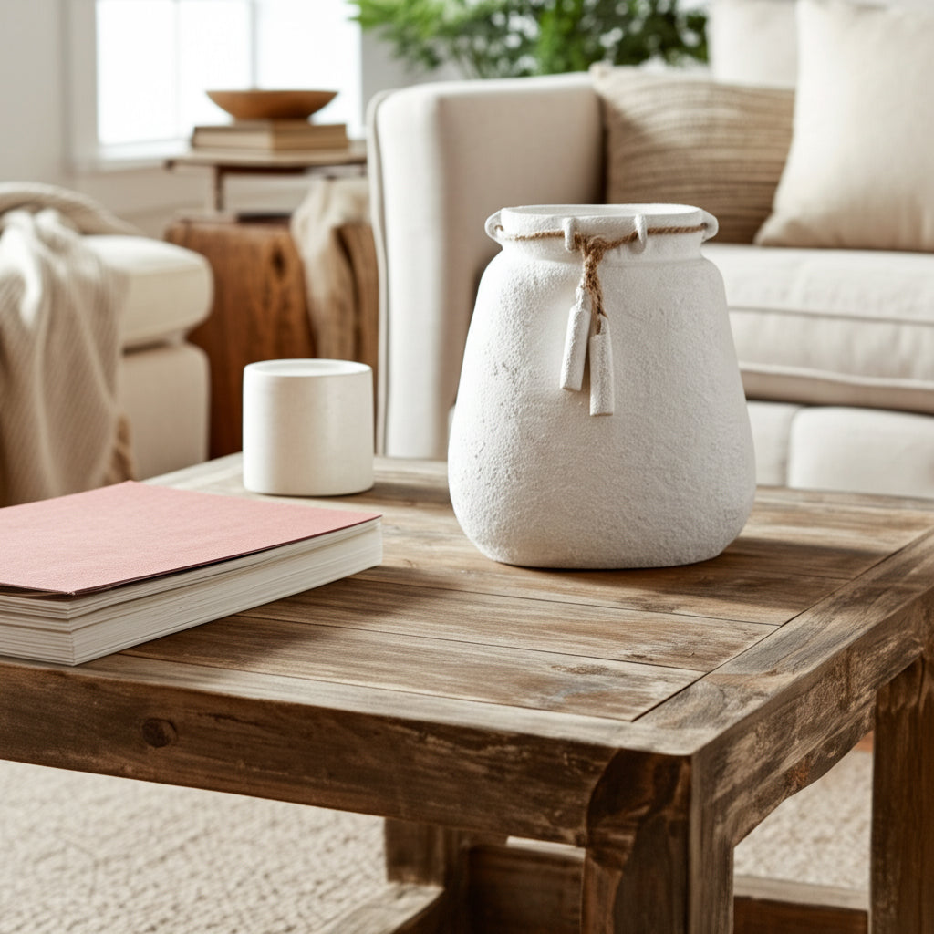 Gerber White Ecomix Vase with Jute Detail