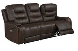 Cedar Brown Fabric Dual Power Reclining Sofa