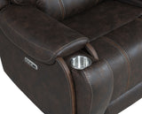 Cedar Brown Fabric Dual Power Reclining Sofa