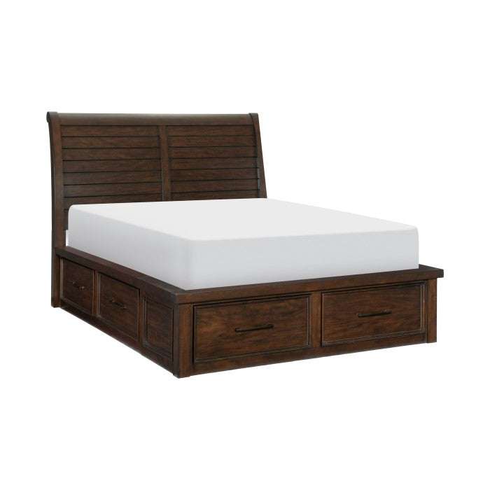 Logandale Brown Queen Platform Bed With Storage Footboard And Side Rails