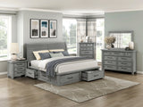 Logandale Antique Gray Queen Platform Bed - Ornate Home