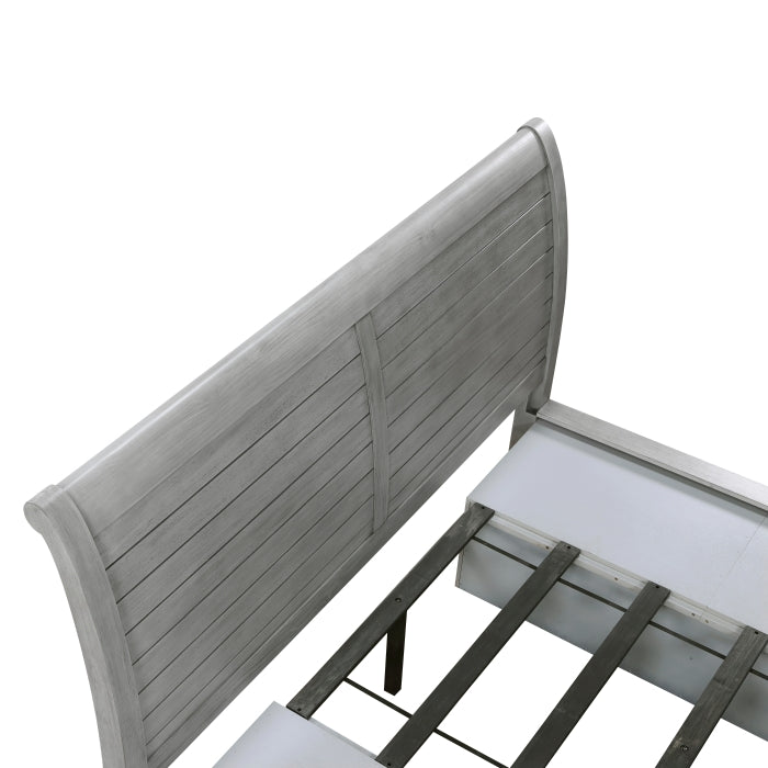 Logandale Gray Queen Platform Bed With Storage Footboard And Side Rails