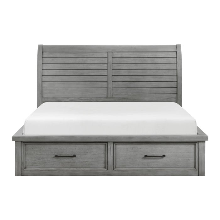 Logandale Gray Queen Platform Bed With Storage Footboard And Side Rails