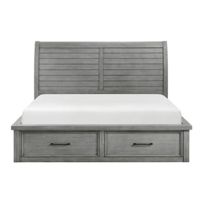Logandale Gray Queen Platform Bed With Storage Footboard And Side Rails