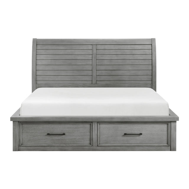 Logandale Gray Queen Platform Bed With Storage Footboard And Side Rails