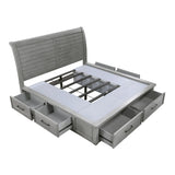 Logandale Gray Queen Platform Bed With Storage Footboard And Side Rails
