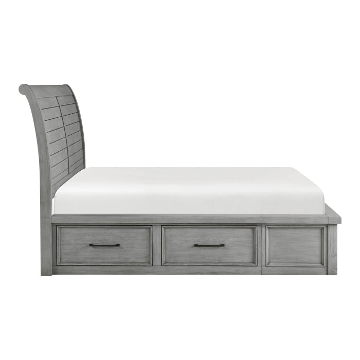 Logandale Gray Queen Platform Bed With Storage Footboard And Side Rails