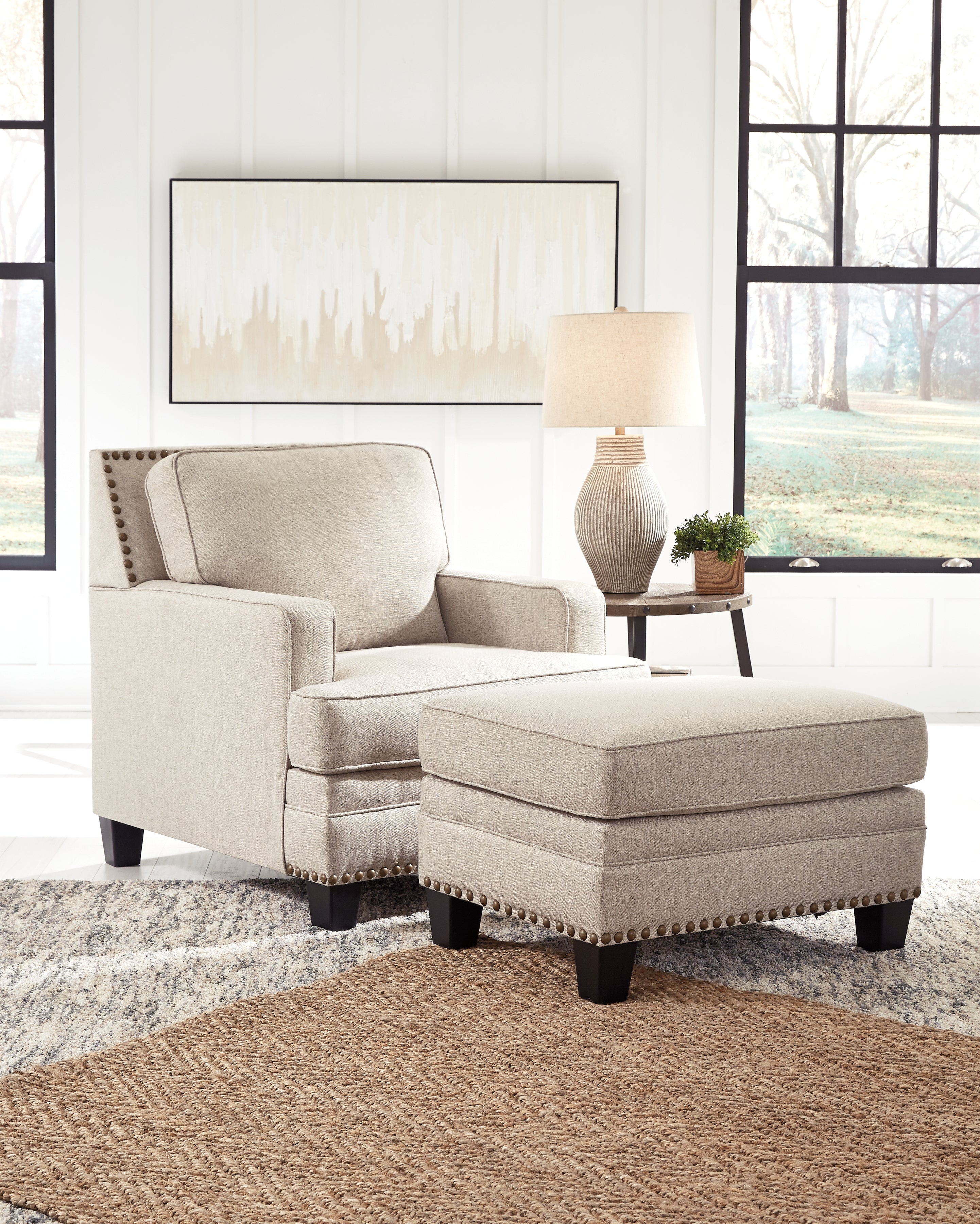 Claredon Linen Chair and Ottoman - Ornate Home