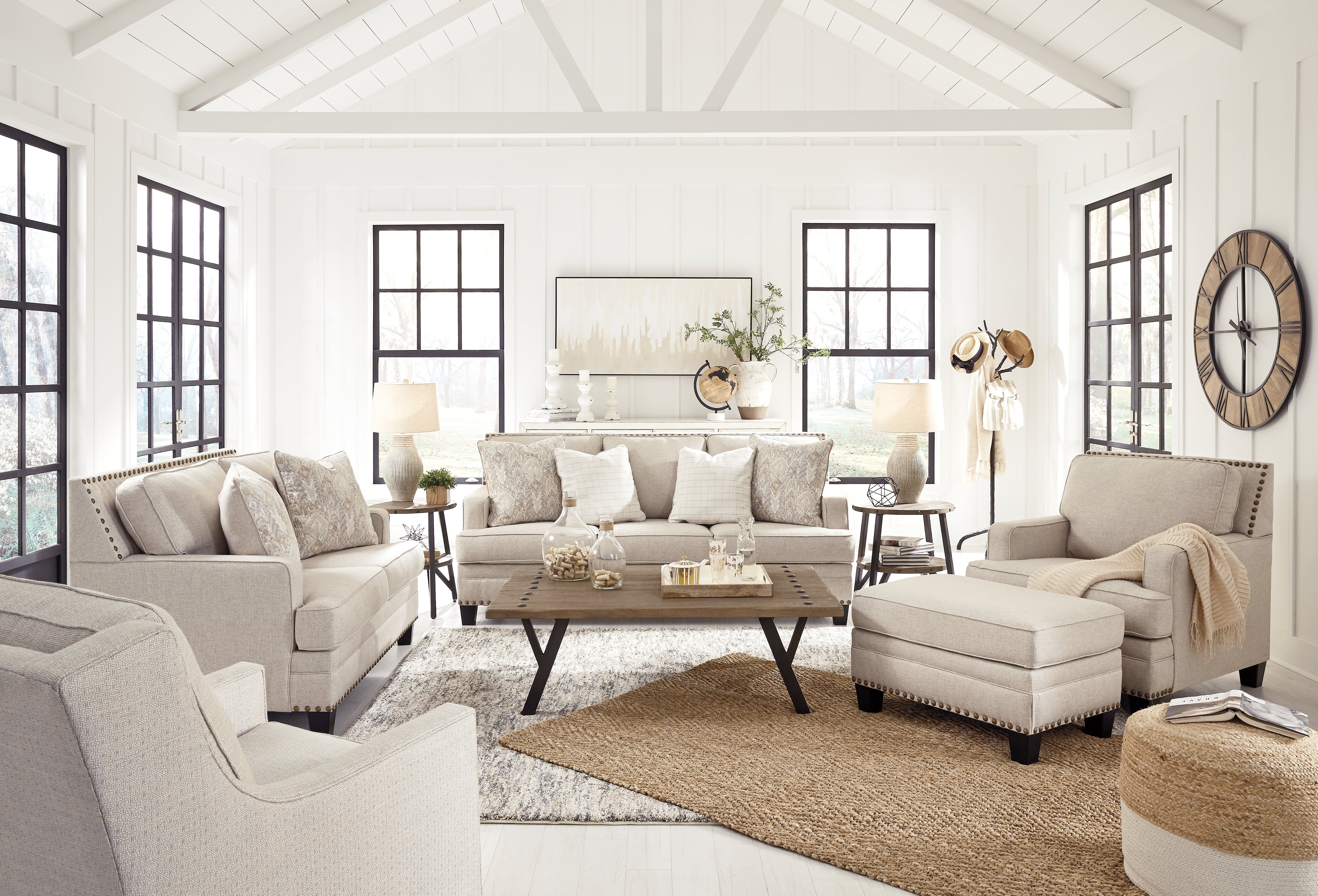 Claredon Linen Sofa, Loveseat, Chair and Ottoman - Ornate Home