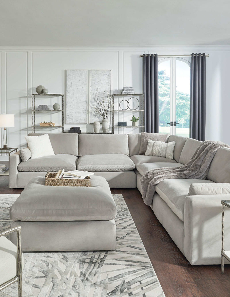 Sophie Gray Velvet Modular 6pc Sectional Living Room Set - Ornate Home