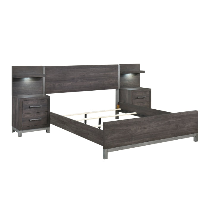 Zephyr Gray Full Wall Bed 5pc Bedroom Set