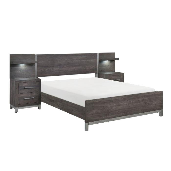 Zephyr Gray Full Wall Bed 5pc Bedroom Set