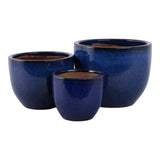 Bowenwell Blue Modern Reactive Planters (Set of 3)