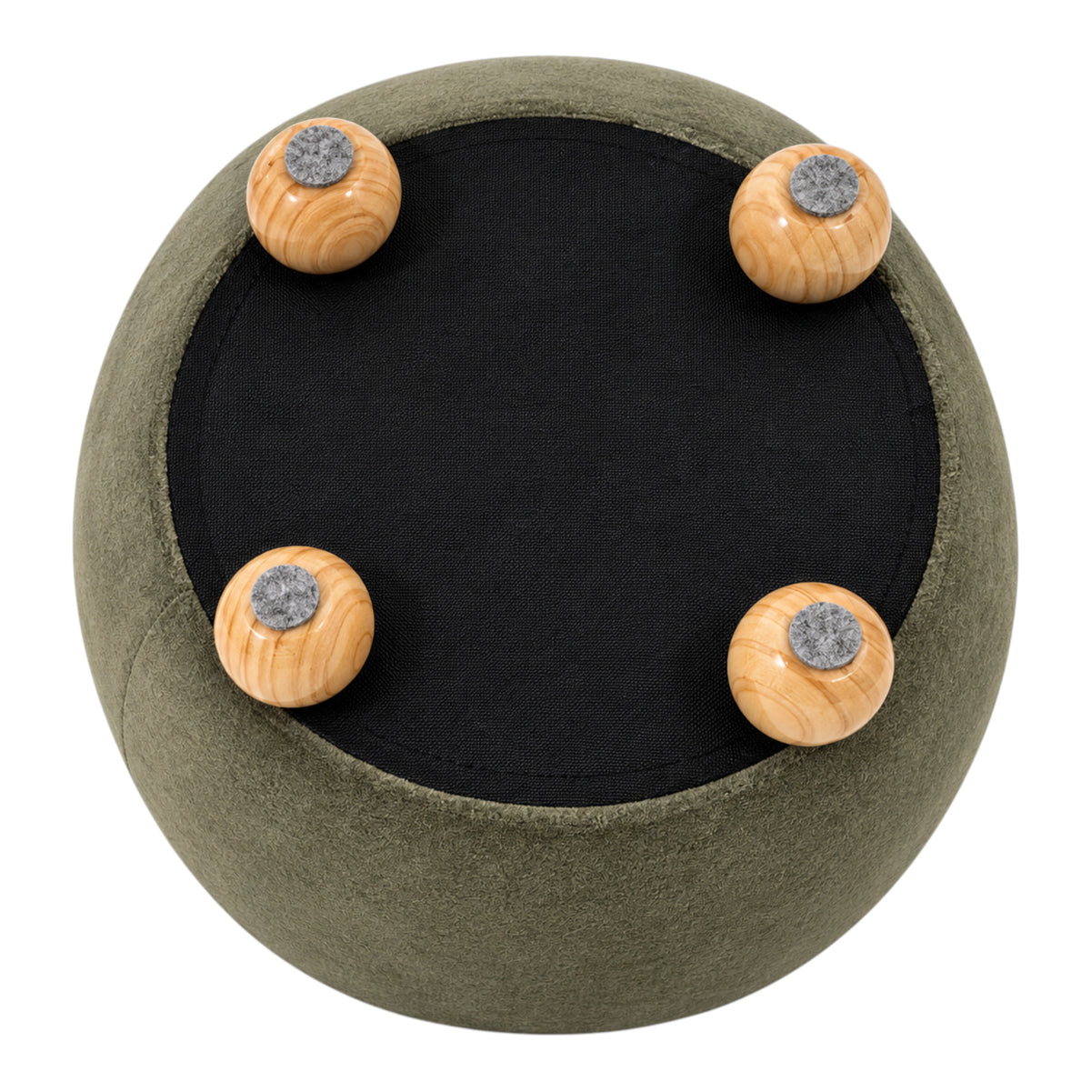 Roble Green Round Storage Ottoman with Ball Feet