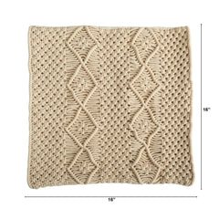 16” BOHO Woven Macrame Decorative Pillow Cover - Ornate Home