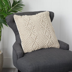 16” BOHO Woven Macrame Decorative Pillow Cover - Ornate Home