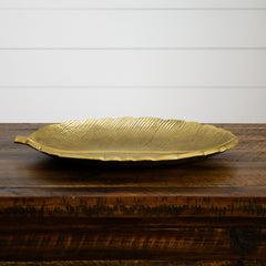 16” Gold Leaf Tray Decorative Accent - Ornate Home