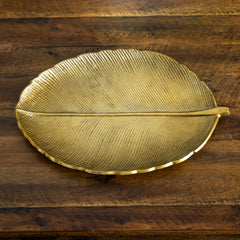 16” Gold Leaf Tray Decorative Accent - Ornate Home