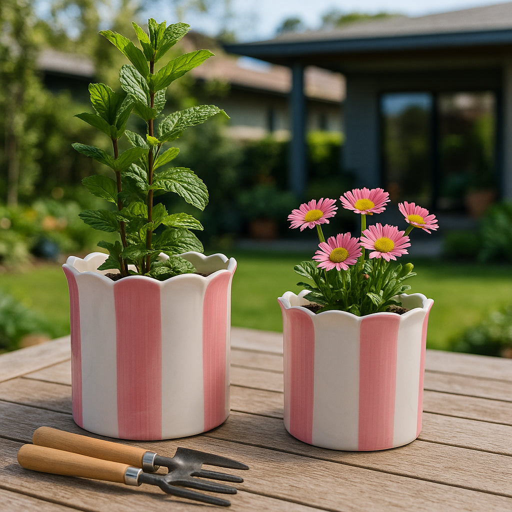 Rafeshaw Pink/White Planters (Set of 2)
