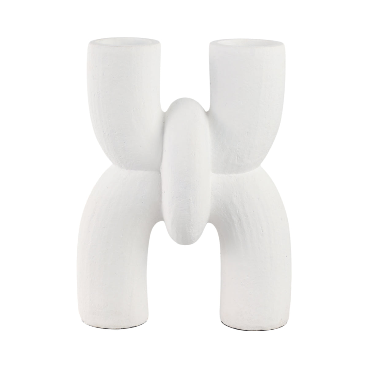 Clyde White Modern X Shape Terracotta Vase