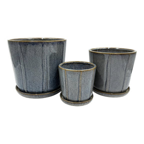 Abilene Blue Reactive Saucer Planters (Set of 3)