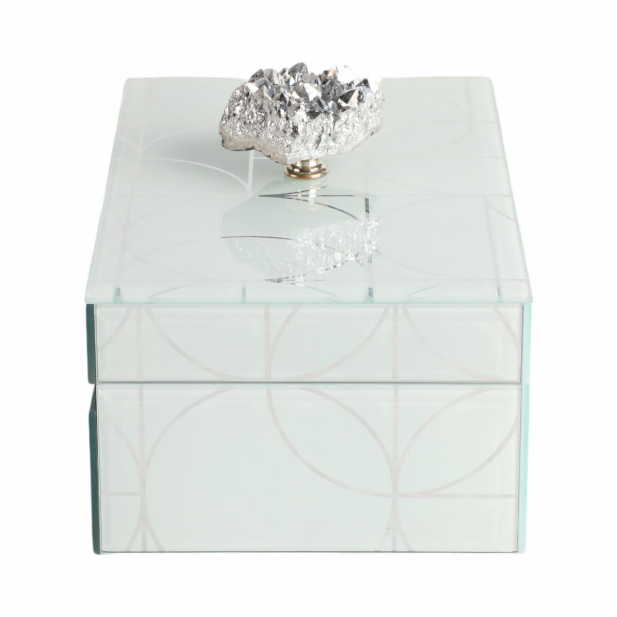 Pollock Silver Sparkly Geo Glass Box with Stone Top