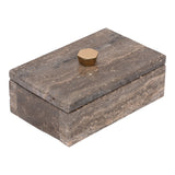 Southgate Gray/Brown Dark Travertine Marble Box with Metal Knob