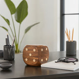 Old Hopland Brown Dice Box with Dice Inside