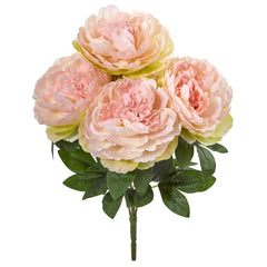 17” Peony Artificial Flower Bouquet (Set of 6) - Ornate Home
