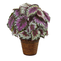 17” Wax Begonia Artificial Plant in Basket - Ornate Home