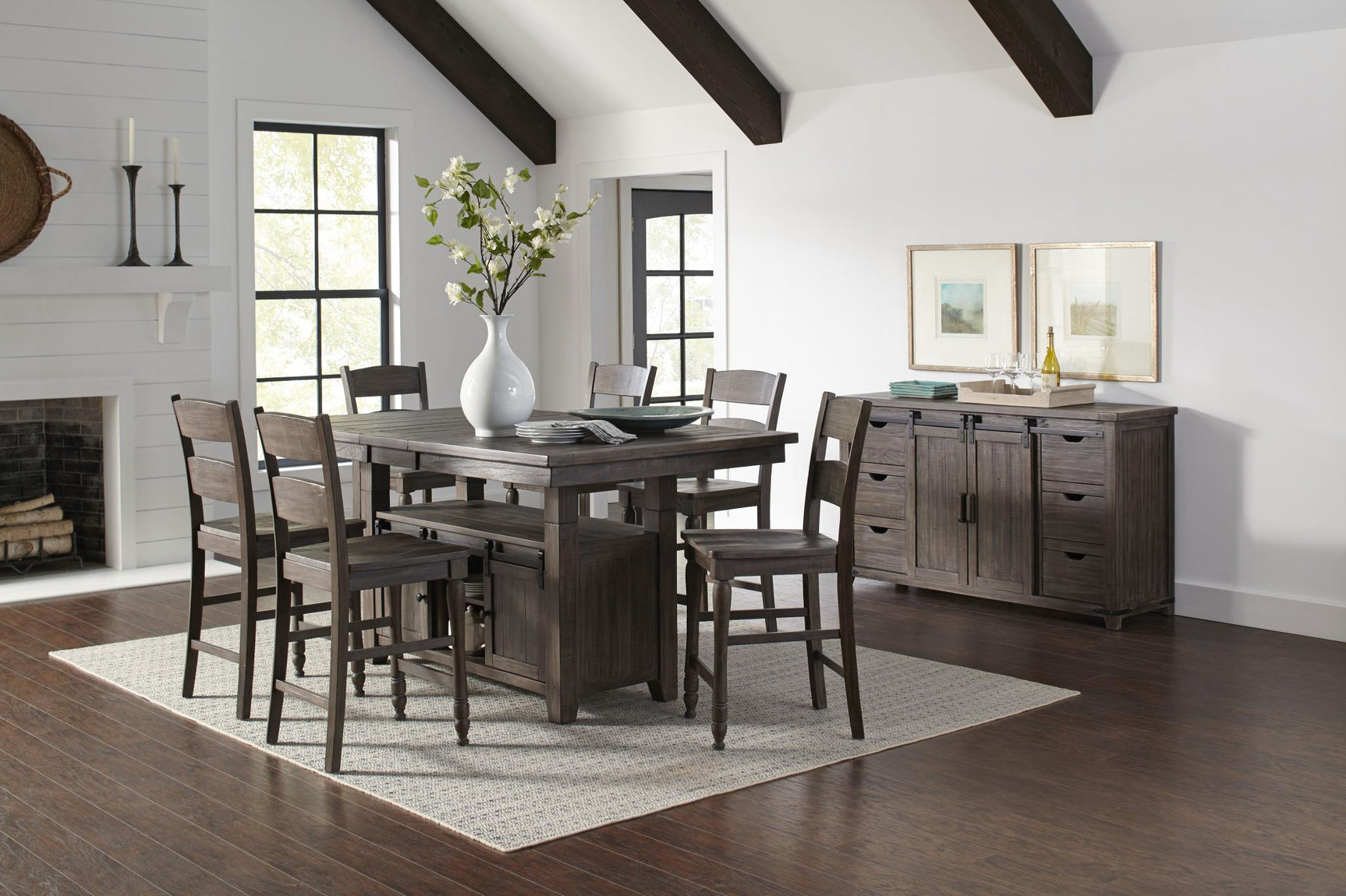 Madison County Barnwood High/Low Dining Table w/ 4 Stools