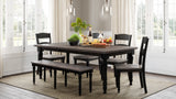 Madison County Vintage Black Ext Dining Dining Table w/ 4 Chairs, Bench