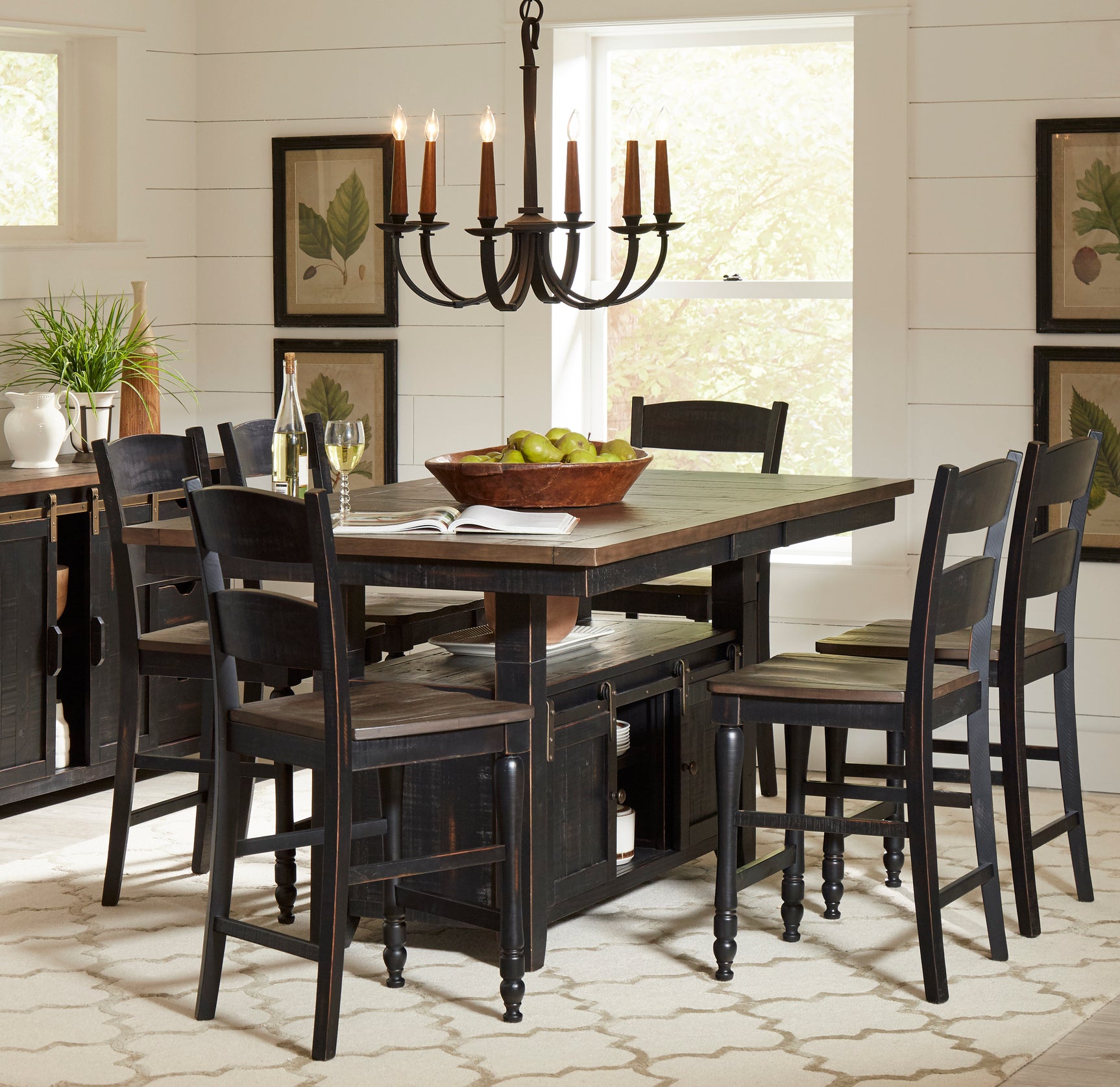 Madison County Vintage Black High/Low Dining Table w/ 4 Stools