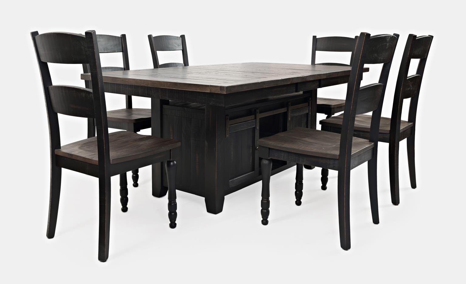 Madison County Vintage Black High/Low Dining Table w/ 6 Chairs