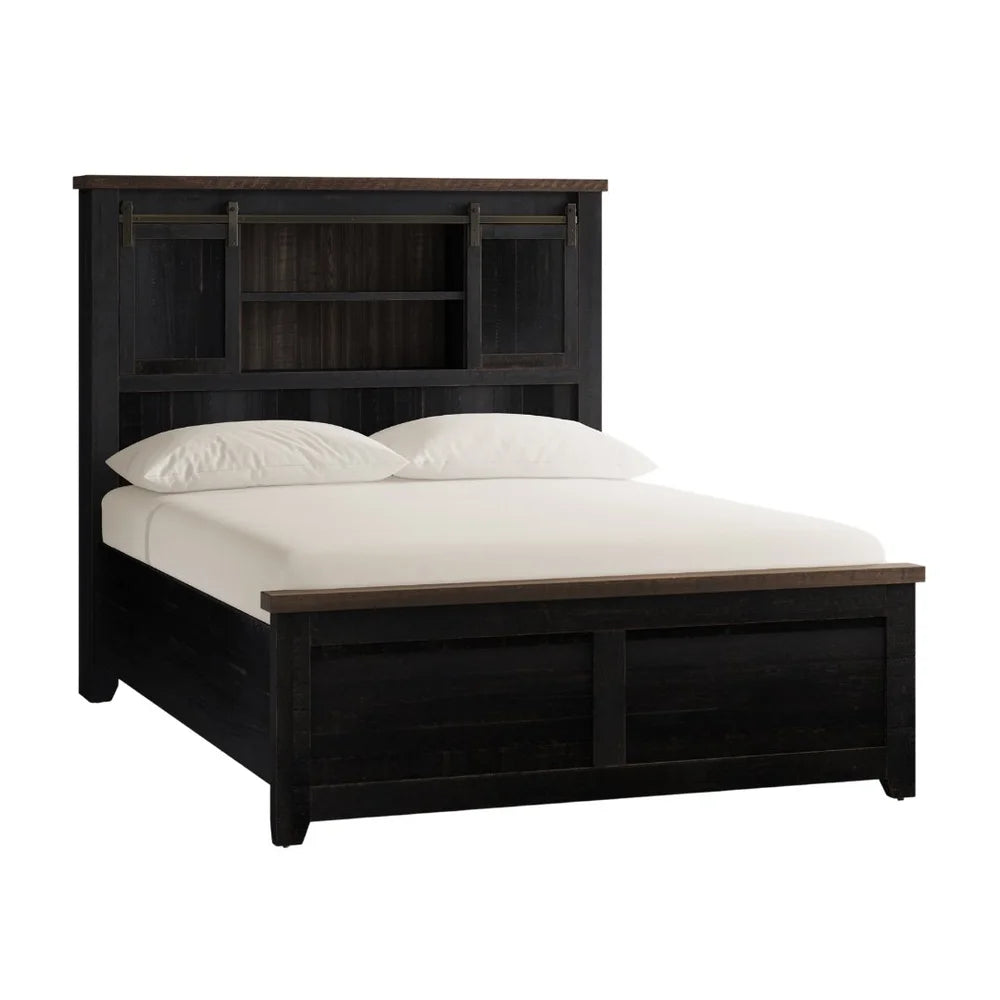 Madison County Vintage Black King Barn Door Bed