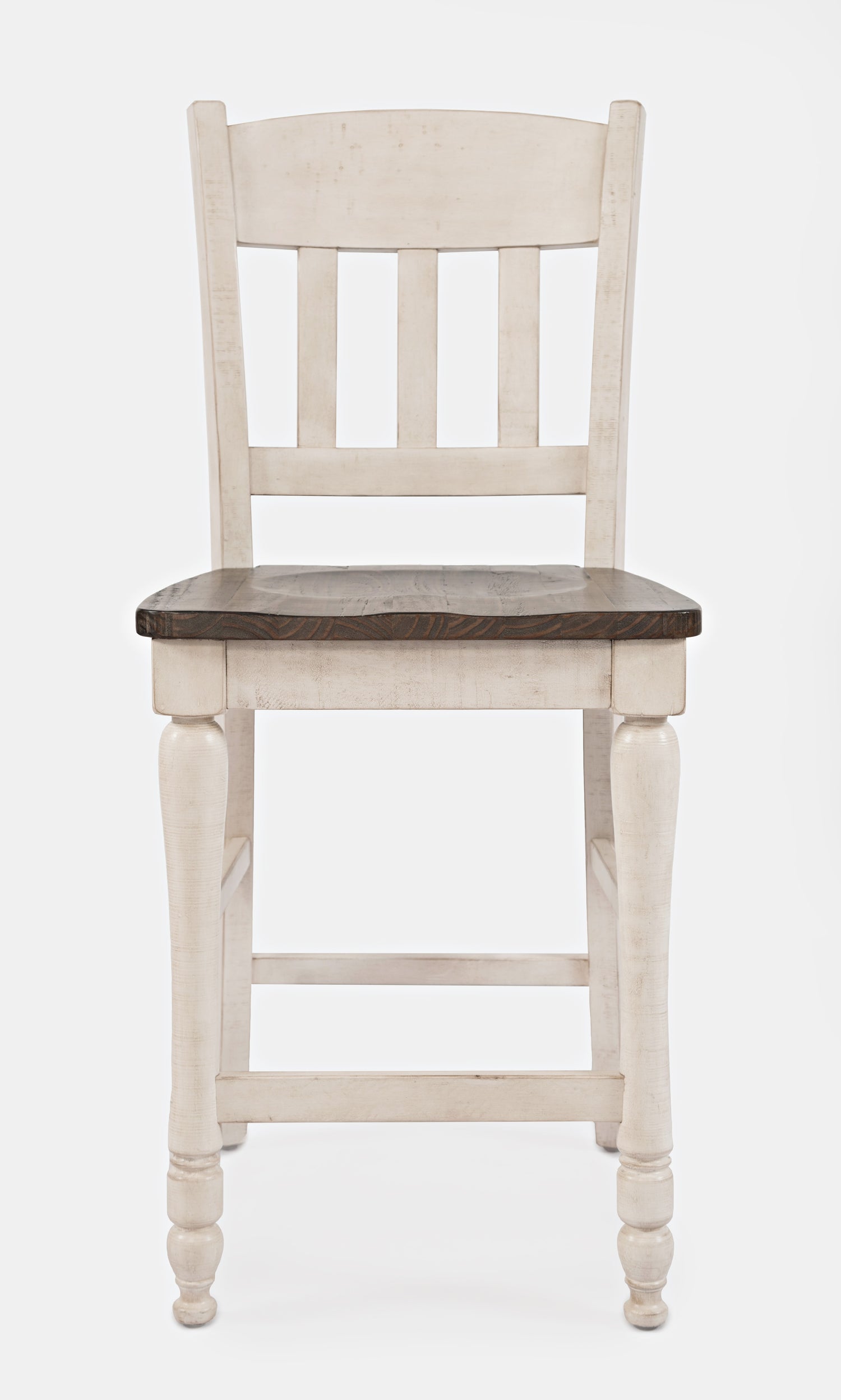 Madison County Vintage White Round Dining Dining Table w/ 6 Stools