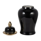 Arlenbeach Black/Gold Large Ceramic Temple Jar