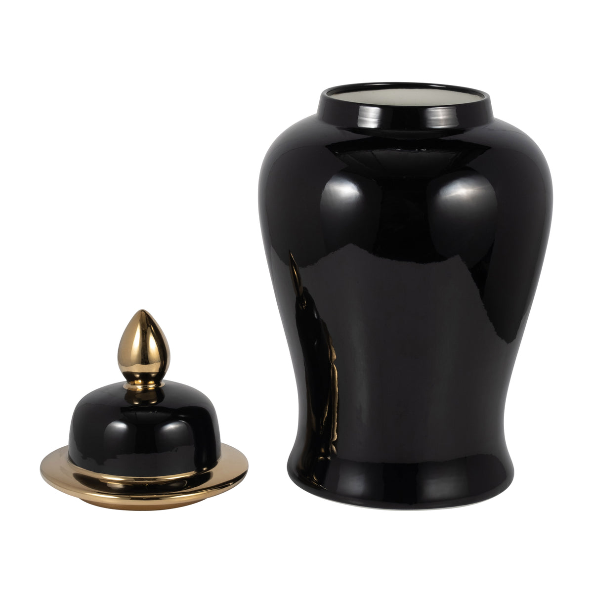 Arlenbeach Black/Gold Large Ceramic Temple Jar