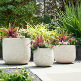 Toddcliff Ivory Resin Cement Texture Planters (Set of 3)