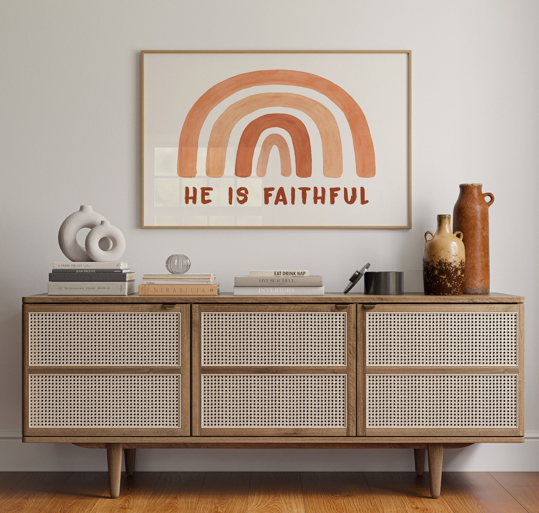 He Is Faithful Boho Rainbow