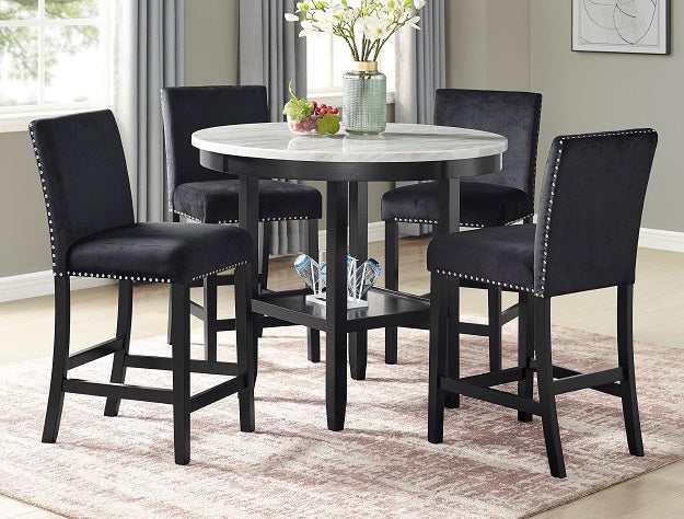 Lennon Black Velvet Counter Height Dining Chair (Set of 2) - Ornate Home