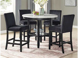 Lennon Black Velvet Counter Height Round Dining Room Set / 5pc - Ornate Home