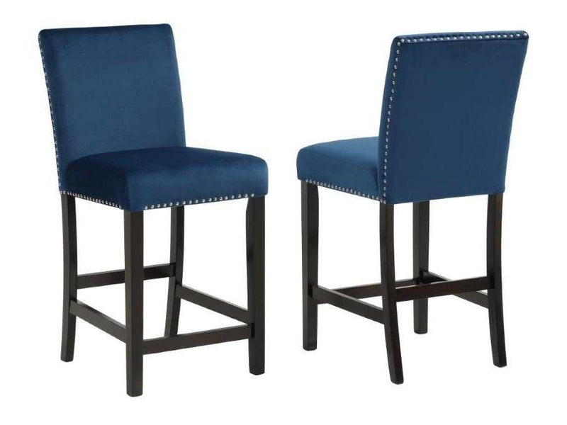 Lennon Royal Blue Velvet Counter Height Dining Chair (Set of 2) - Ornate Home