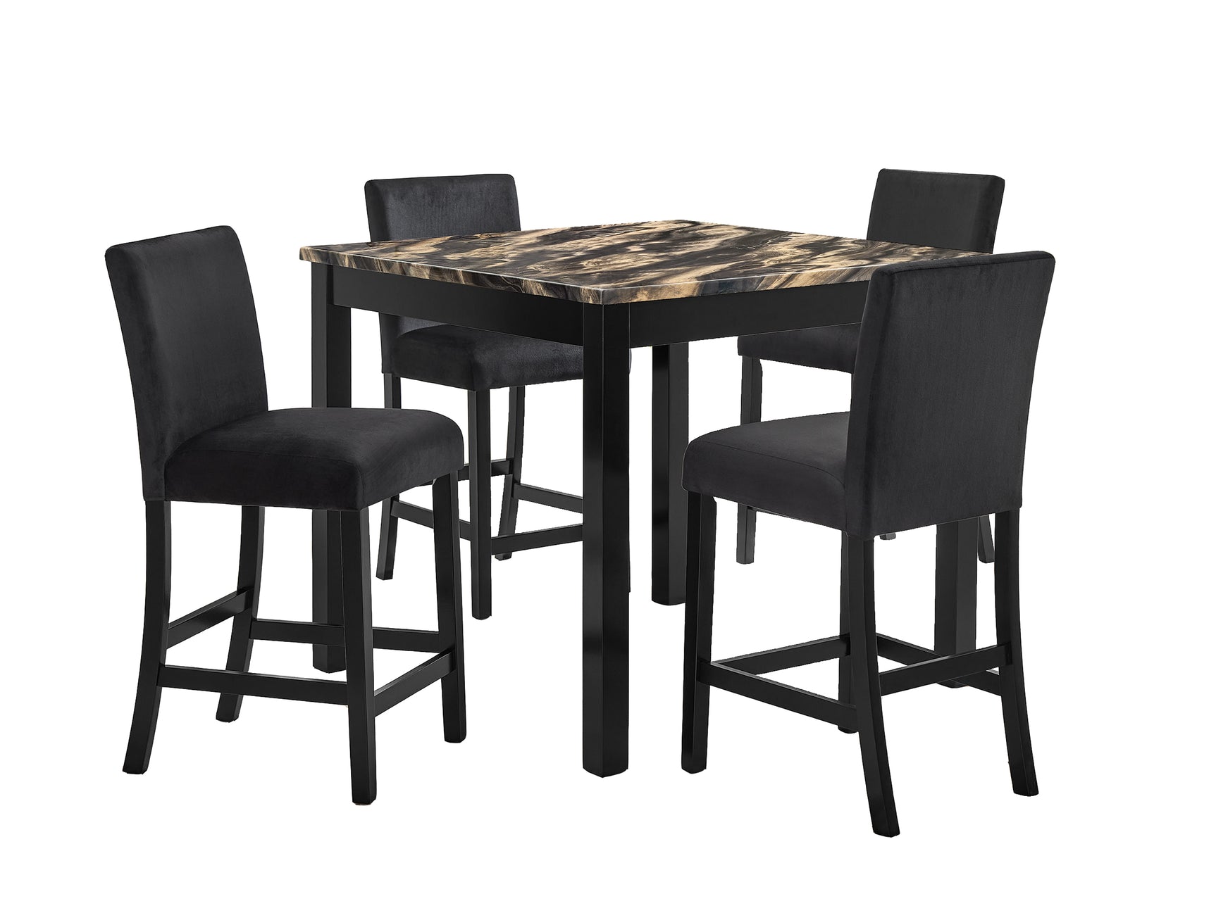Lennon Gold/Black Faux Marble Top 5-Piece Counter Height Set