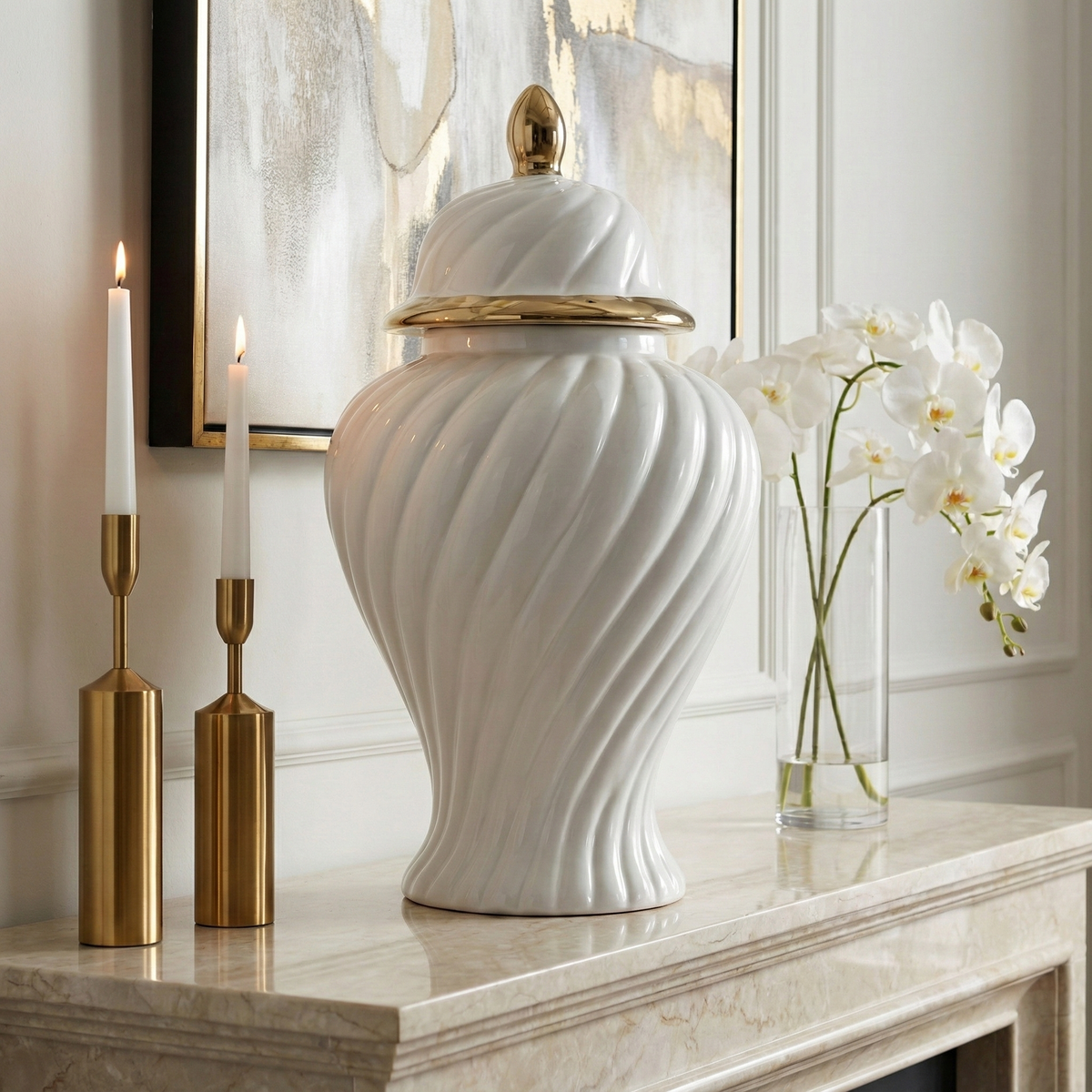 Slaterworth White/Gold Chinoiserie