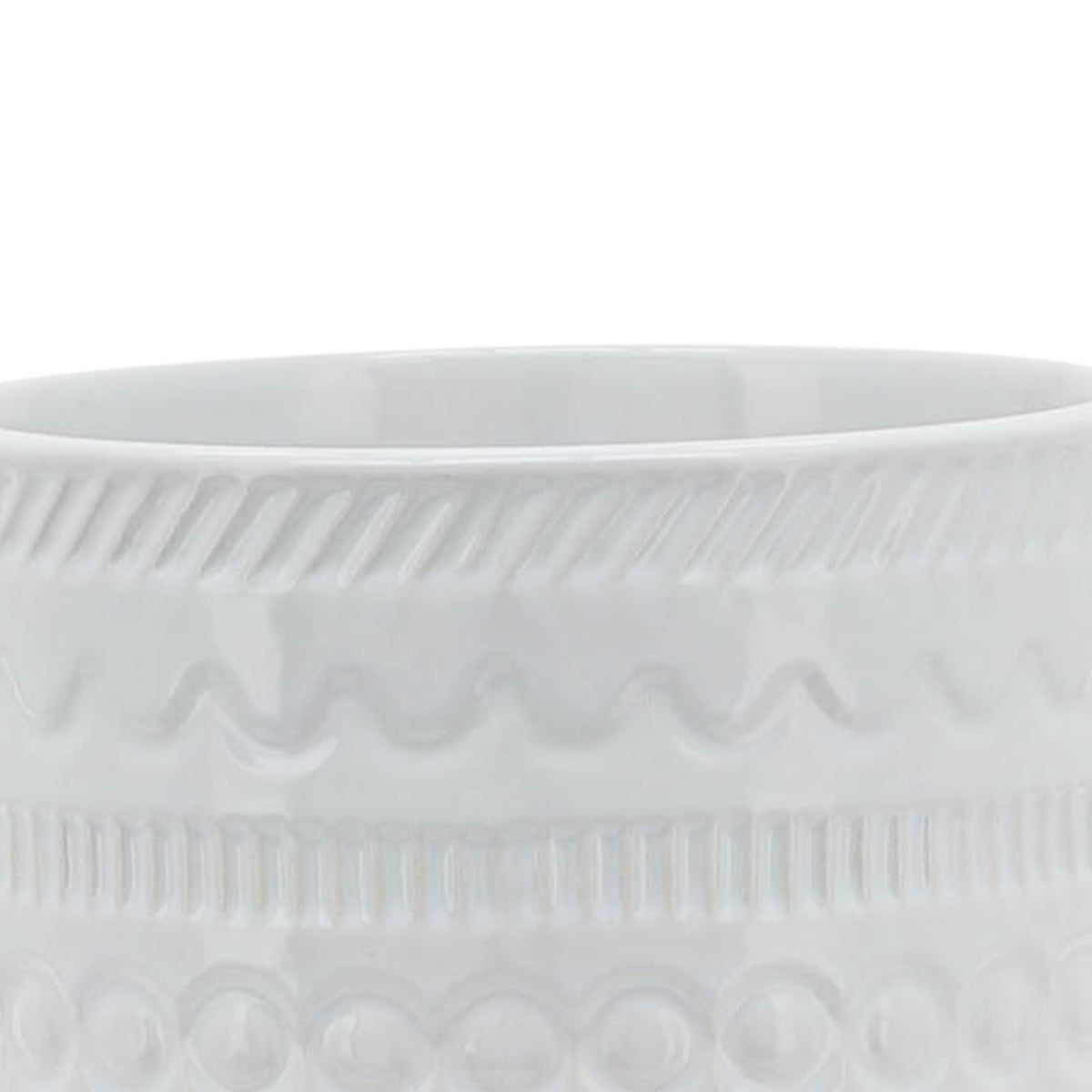 Crest White Tribal Planter with Wood Stand