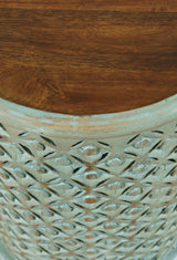 Decker Turquoise Large Drum Table